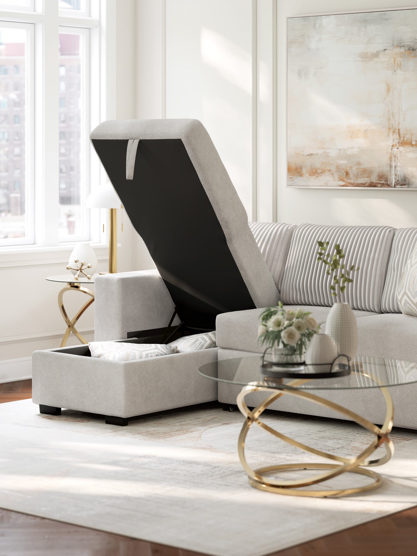 Poppleton 2-Piece Sectional with Pop Up Sleeper and Chaise