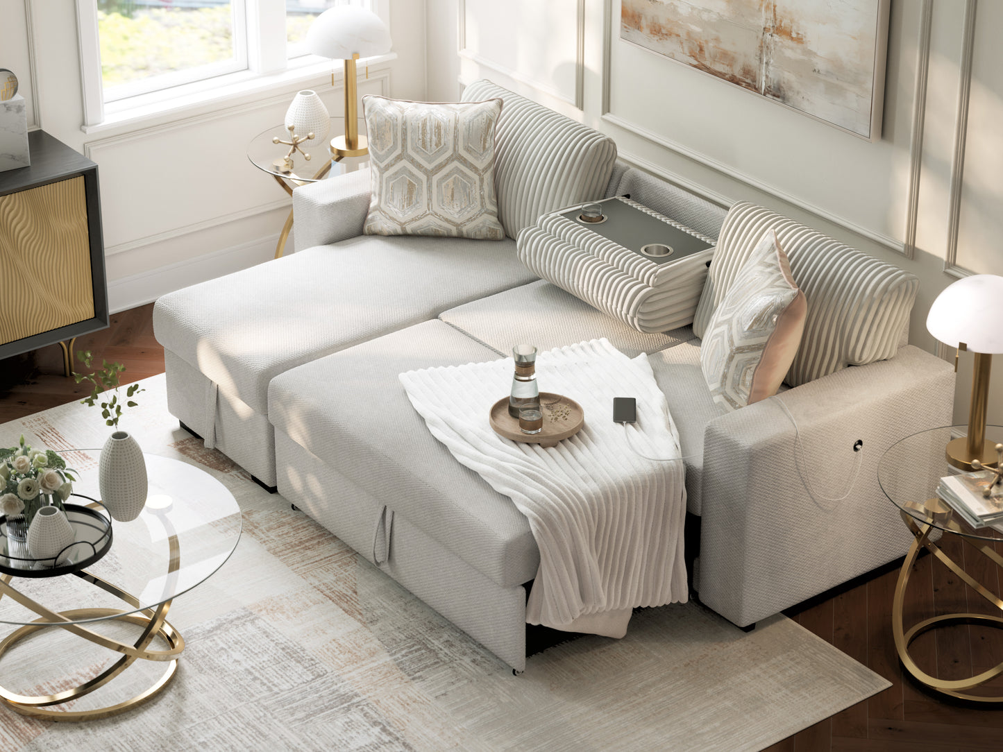 Poppleton 2-Piece Sectional with Pop Up Sleeper and Chaise