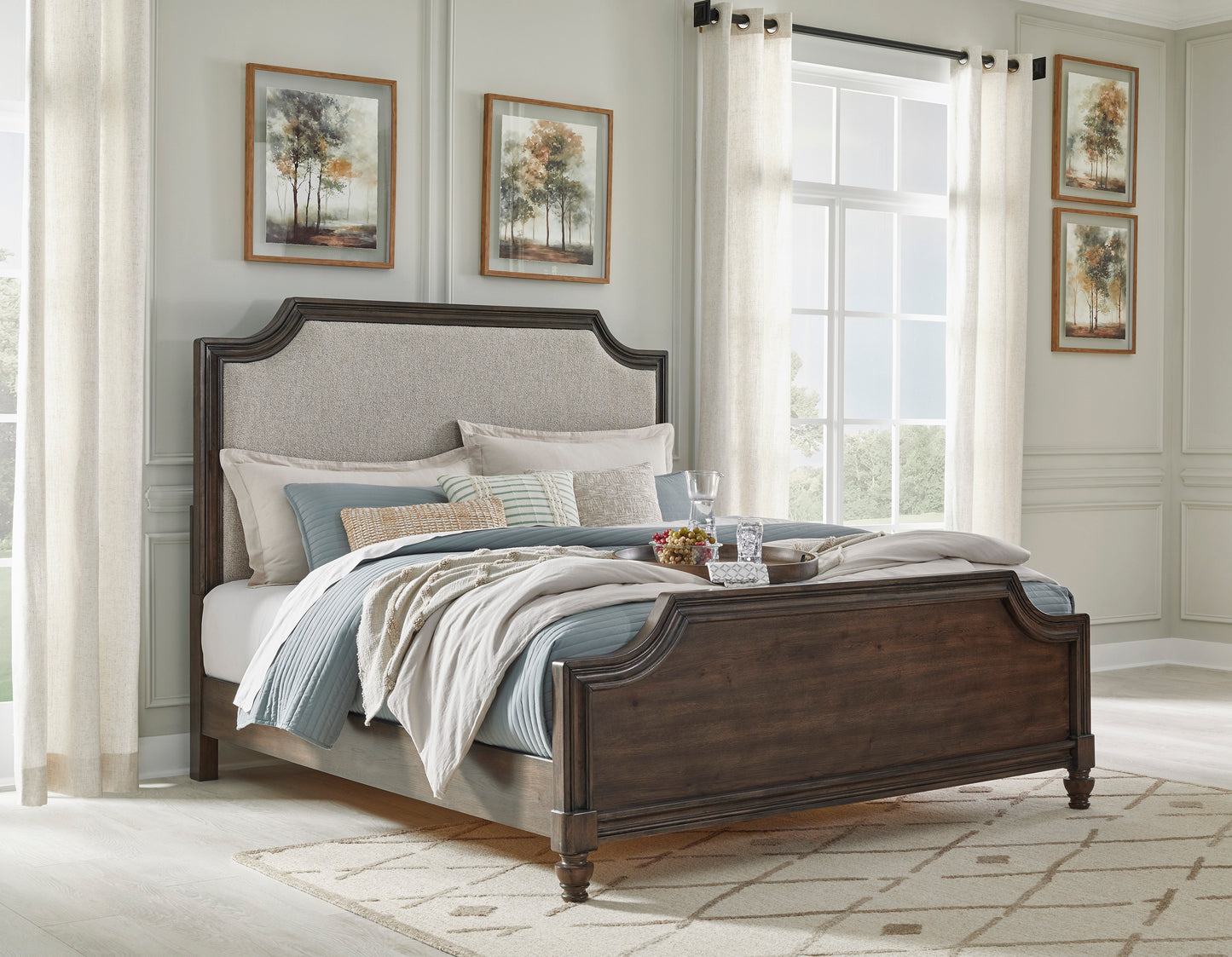 Veramond King Upholstered Panel Bed w/ Full Slats
