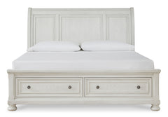 Robbinsdale King Sleigh Bed with Storage w/ Full Slats